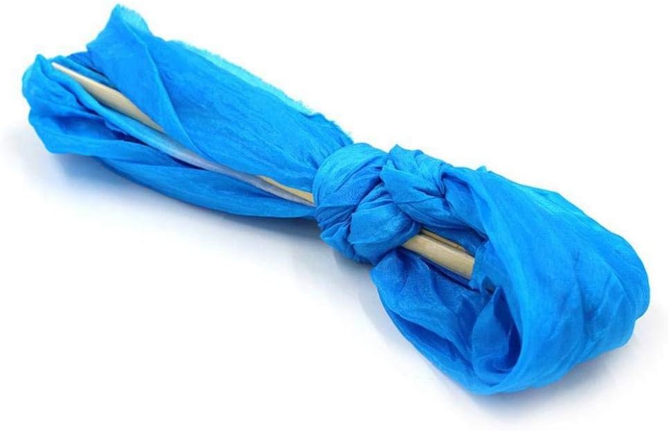 OMMO LEBEINDR 1.8m Colorful Belly Dancing Silk Fan Chinese Bamboo Veils Dance Long Fans-Blue Belly Dancing Silk Fan