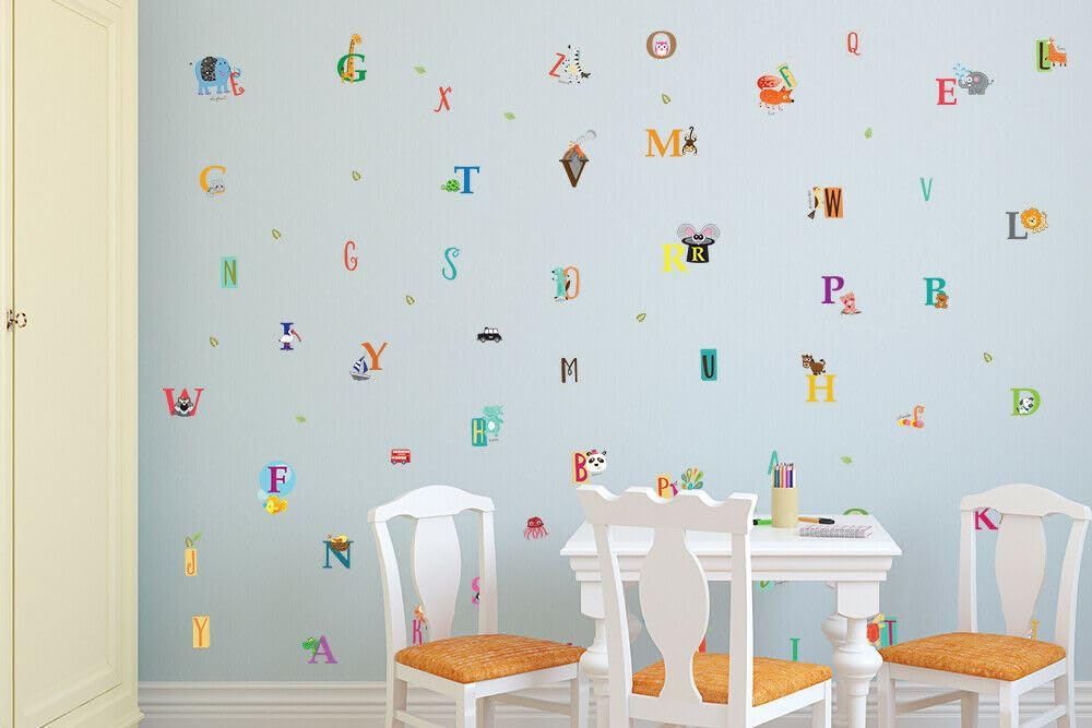 WALPLUS self Adhesive Stickers Living Room for Boys and Girls Children Wall Decal Home décor Vinyl Kitchen Quote Art Mural Happy Alphabet, 60cmx30cmx0.02cm