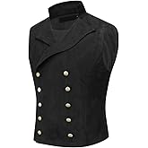 YFFUSHI Mens Double Breasted Suede Dress Vest Gothic Steampunk Prom Party Velvet Waistcoat