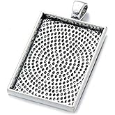 AKOAK 12 Pieces 25mm X 35mm Antique Silver Rectangle Pendant Trays Pendant Blanks Cameo Bezel Settings for Photo Charm,Cabochon and Jewelry Making