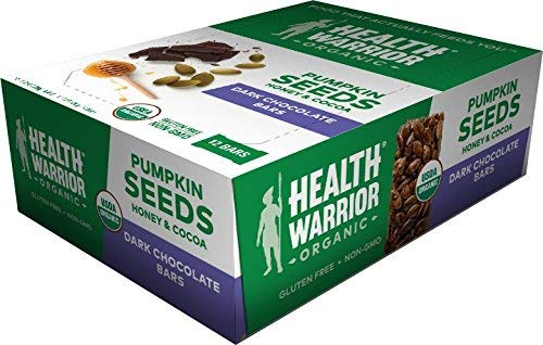 Health Warrior Pumpkin Seed Protein Bars, Dark Chocolate, 8g Plant Protein, Gluten Free, Certified Organic, 12 Count - Thumbnail 2