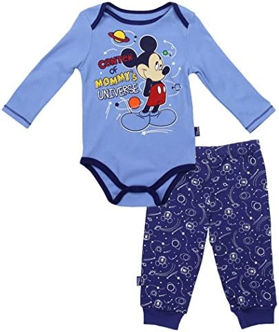 Mickey Mouse Boys 0-9 Month Infant Twp-Piece Long Sleeve Creeper Pant Set (3/6 Months)