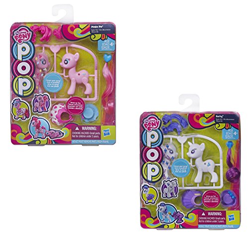 Secret for Longevity 2-Pack My Little Pony Horse Pinkie Pie White Unicorn Rarity Figures Pop Starter Style Kit Play Set Toy