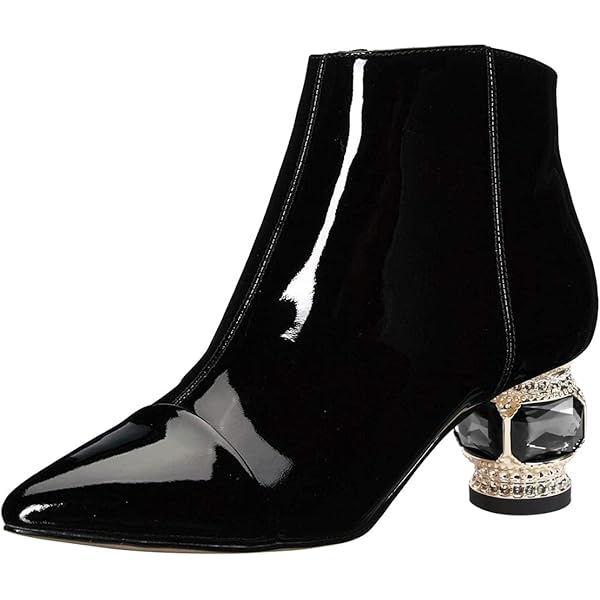 Amazon.com | XYD Women Crystal Low Heel Ankle Boots Pointed Toe