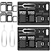 CKANDAY 2 Packs SIM Card Holders with Tray Opener Pins, Card Storage Tool Set for Standard Micro Nano Micro-SD Memory Cards, with 3 Card Adapters and 1 Eject Pins - Black