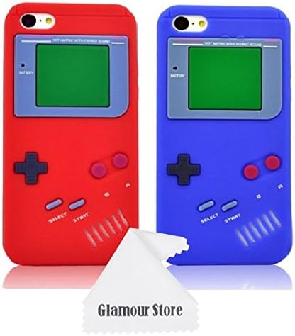 iPhone 6 Case,Retro 3D Game Boy Gameboy Design Style Soft Silicone Cover Case For New Apple iPhone 6 6G 4.7 inch--Pack (x2)Red,Dark Blue,Not Fit For Apple iPhone 6 Plus 5.5 inch+ Free Cleaning Cloth As a gift