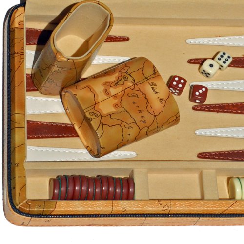 WE Games Tan Map Style Travel Backgammon