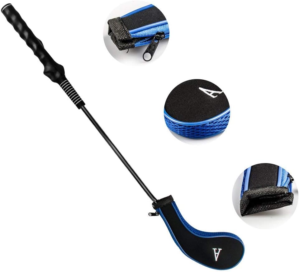 EDATOFLY 10 Pieces Golf Iron Head Covers Long Neck Number Printing Irons Head Covers Set and 1 Piece Golf Iron Club Brush (Black+Blue) - Image 4