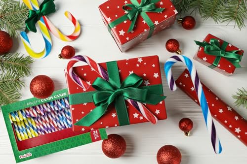 FRUIDLES CHRISTMAS CANDY CANES SUCKERS, MULTICOLORED RAINBOW FRUITY FLAVOR, INDIVIDUALLY WRAPPED (12-PACK)