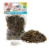 Loom Rubber Bands - 600 Metallic Shimmer Rubber Band Refill Pack with Clips (Metallic Gold) - 100% Latex Free