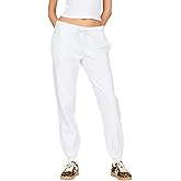 Forever 21 Women's Fleece Joggers - Patch-Detail Sweatpants with Elastic Waistband, Soft Cotton Blend, Cloud Grey, X-Small