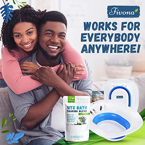 Fivona 2in1 Sitz Bath Soak Kit Over The Toilet Seat with Epsom Salt