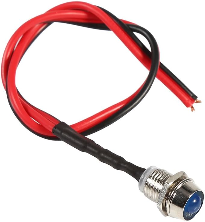 Qiilu Metal Indicator, 4 Pieces 12V 8mm LED Panel Pilot Dash Warning Light Indicator Lamp, Car, Van, Boat (Blue) - Image 5
