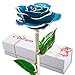 DEFAITH 24K Gold Dipped Real Rose Gifts, Best Wedding Anniversary Valentines Day Love Gift for Her Wife Girlfriend Spouse, Teal Blue with Stand