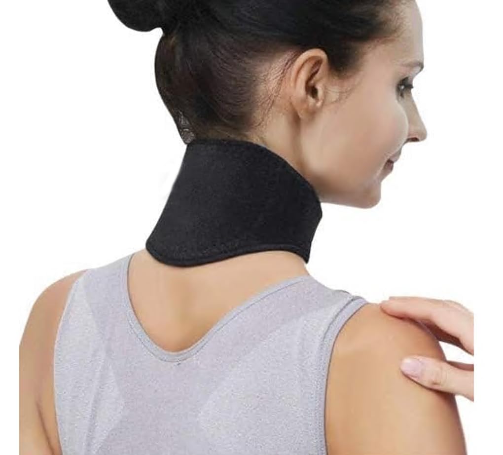 Medical Grade Neck Support Brace Strap for Neck Pain Relief and Bone Relaxer with Self Heating Neck Wrap and Tourmaline Adjustable Cervical Collar for Physical Therapy, Arthritis, Headaches