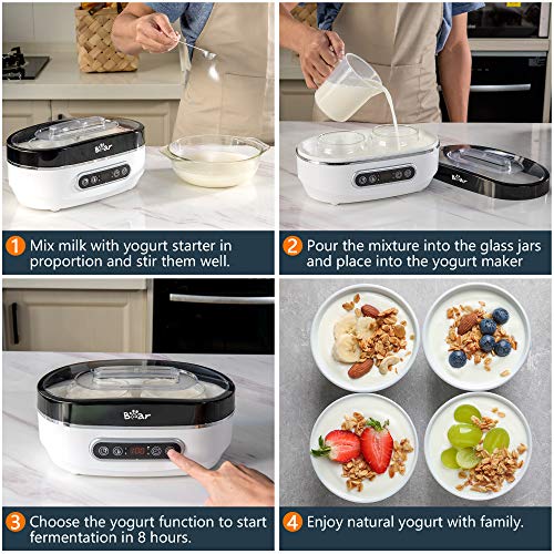 Bear 2in1 Yogurt Maker, Plant Yogurt Maker with 10 Cups (2 * 21oz