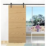 WINSOON 6FT Heavy Duty Black Single Sliding Barn Wood Door Hardware Steel Track Kit for Indoor and Outdoors