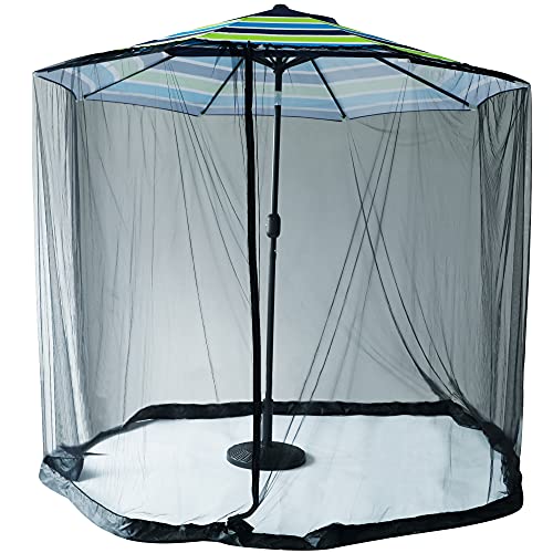 Optimisland Outdoor Sun Umbrella Mosquito Netting for Patio, Zippered