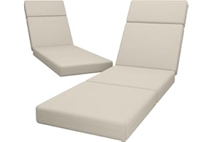 IRISTYKILIN 2 Pcs Chaise Lounge Cushions Outdoor, 72 x 21 x 4 Inch Lounge Chair Cushions for Outdoor Furniture - Waterproof Lounge Patio Replacement Cushion, 4In Fade-Resistant ThickPatio Chaise Lounge Cushion