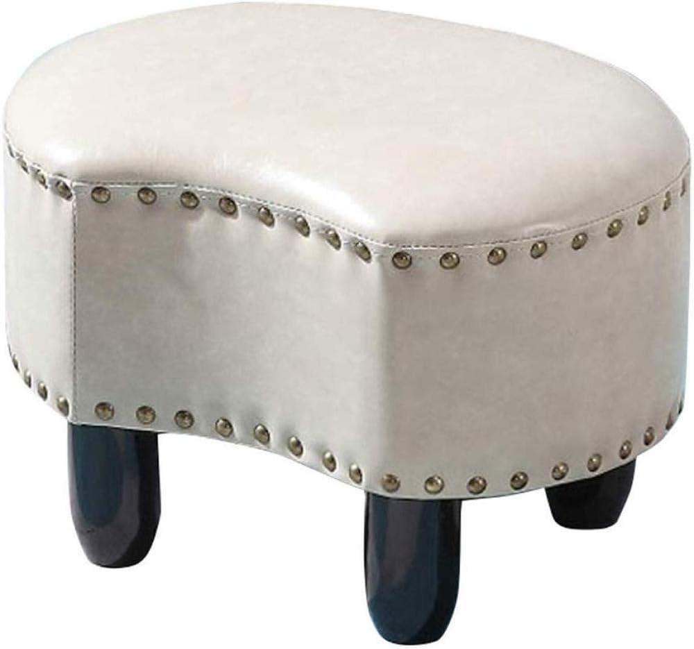 KISlink Puf otomano, reposapiés, Banco de Cuero con 4 Patas de Madera