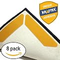 Rug Gripper Tape Pads [Anti Slip, Non Skid] Carpet Corners Easily Stick Rugs to Floor, [Reusable] Uses Kraftex Double Sided Carpet Tape [Grips Any Floor] No Damage to Hardwood, Wooden Floor [8pcs]