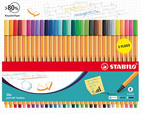 STABILO point 88 - Fineliner - Case of 30 - Assorted Colours