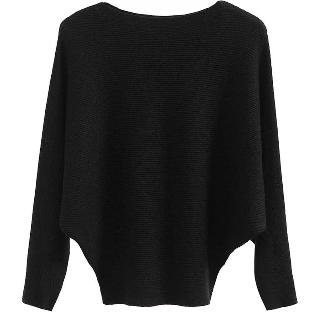 Photo 1 of DENSSYNE Womens Oversized Lightweight Boat Neck Dolman Batwing Sweater Fall Winter Casual Slouchy Knitted Pullovers