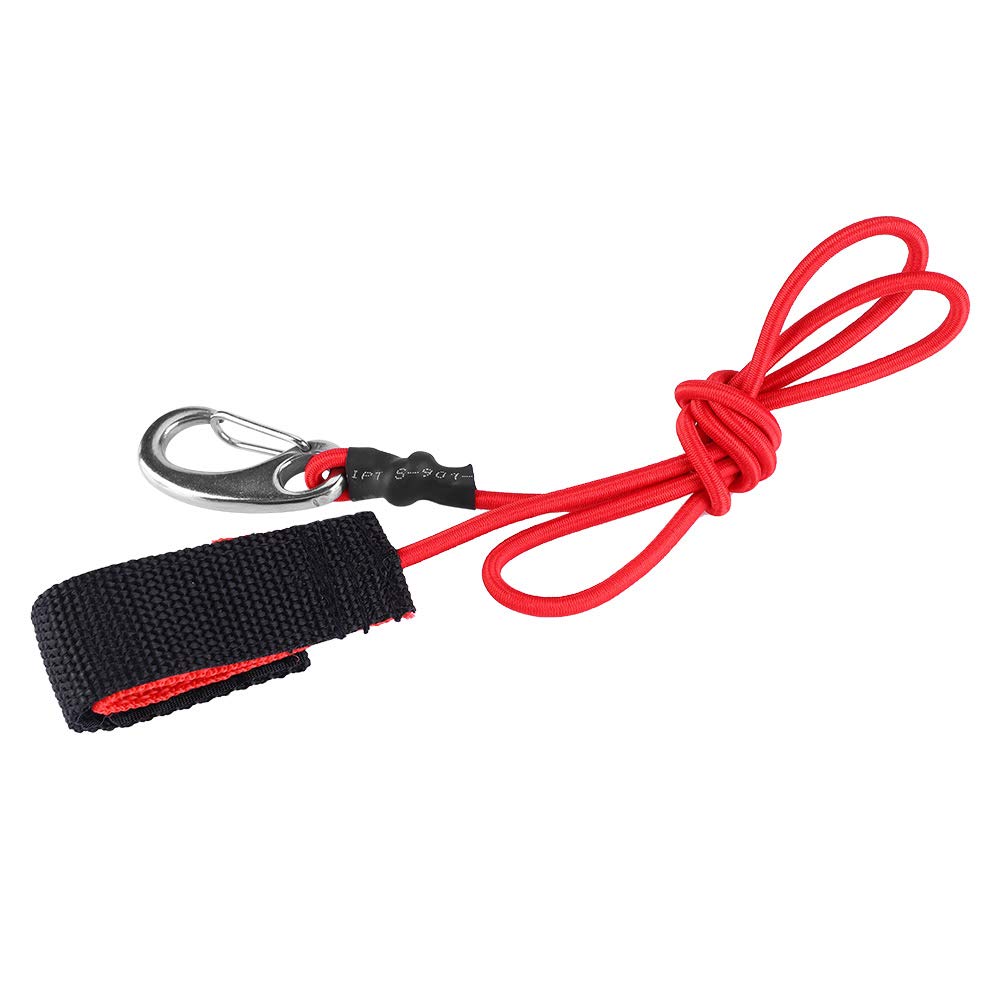 Ejoyous Heavy duty elastic kayak paddle leash safety tether lightweight high strength durable portable, great gear replacement for kayaking fishing surfing, with stainless steel (Red)