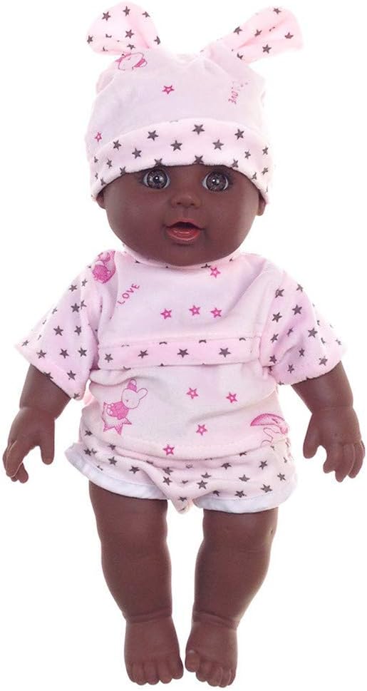Prezzo Lifelike Baby Doll Nero Africano Doll 30CM Fatti a Mano in Silicone Vinile Adorabili Ragazze Bambole Carino per i Bambini del Bambino Reborn Baby Doll,D Offerte