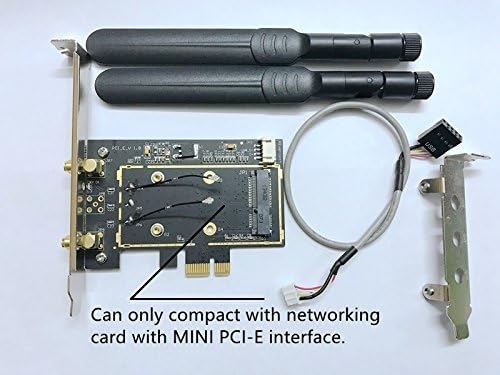 CHAOHANG Desktop Wireless Network Mini PCI-E Wireless Card to PCI-e 1X Adapter Converter with 2 Antenna (Not Including Networking Card) Compact Intel 7260,BCM94352,AR5B22 ect Windows7,8,10Compatible