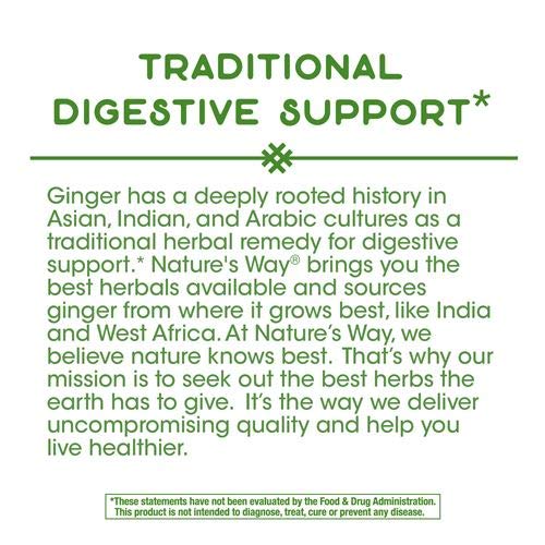 image for Nature's Way Premium Herbal Ginger Root, Digestive Support, 550 mg, 10