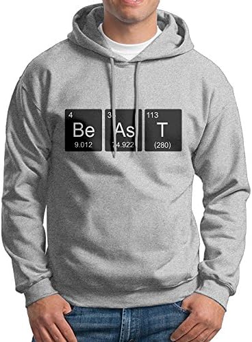 Fashion Men's Athletic Element Of Beast Print Soft & Cozy Drawstring Hoodie Without Pocket Hoody Ash S