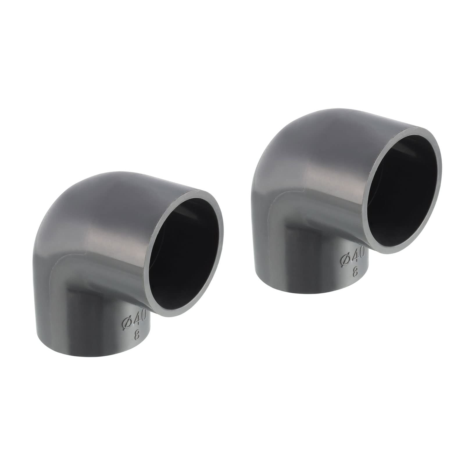 M METERXITY 2 Pack PVC Pipe Fitting - Water Pipe Slip Socket Connector, 90 Degree Elbow Coupling, Apply to Outdoor/Garden/Swimming Pools (1.57 Inch, Gray)