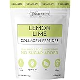 JUST INGREDIENTS Lemon Lime Collagen Peptides – 30 Servings – Supports Joint, Skin, Hair & Nail Health with Grass-Fed Hydrolyzed Collagen Types I & III – Refreshing Lemon Lime Flavor