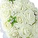 Febou Wedding Bridal Bouquet, 9 inch Wedding Bride Bouquet White Rose Bouquet with Pearl for Wedding Church Party (Heart Pearl, White)