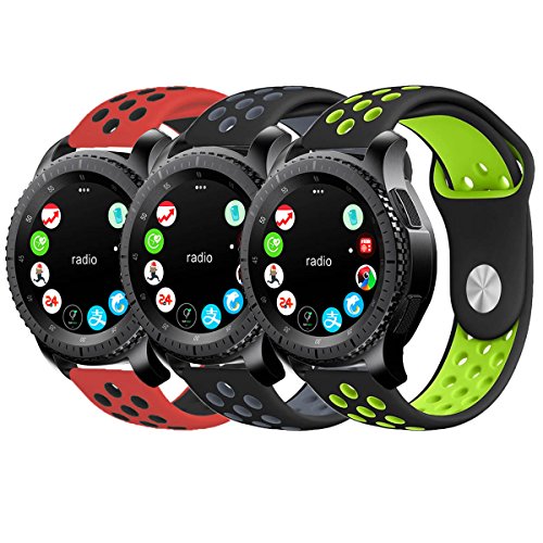 Gear S3 Band, KADES Soft Silicone Band Replacement Strap for Gear S3 Frontier and Gear s3 Classic Smart Watch (3-Pack)