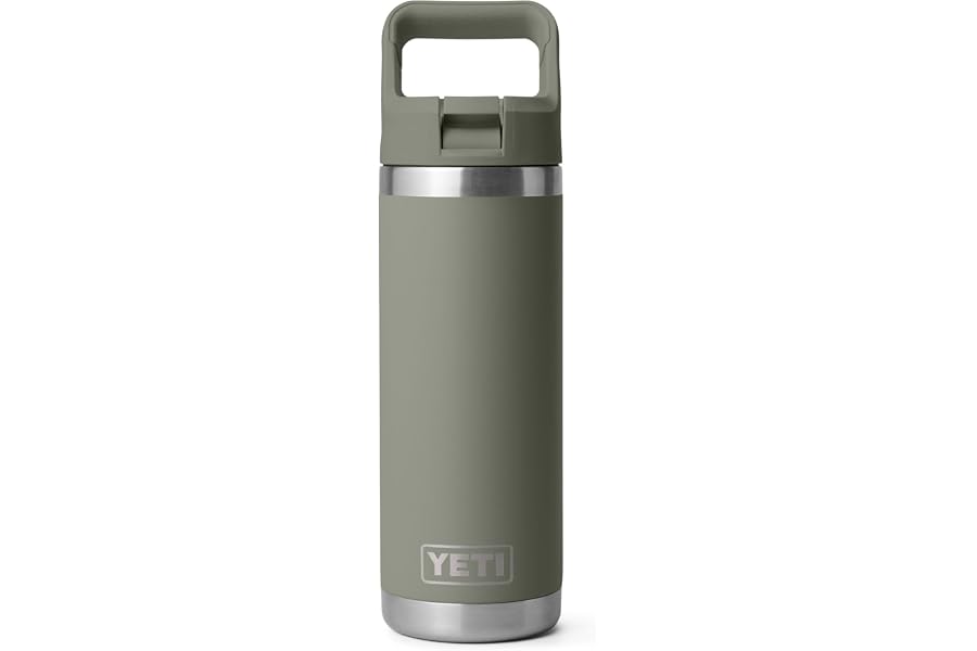 YETI Rambler 18 oz Bottle, Vacuum Insulated, Stainless Steel with Color Matching Straw Cap, Pampa Green