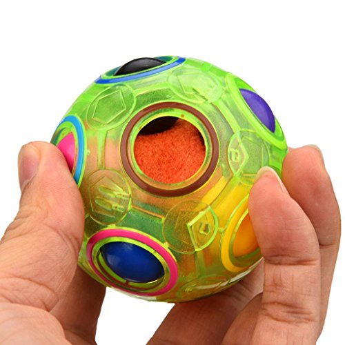 Morecome Luminous Stress Reliever Magic Rainbow Ball Fun Cube Puzzle Education Toy for Kids (B)