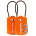 2 Pack TSA Approved Travel Combination Cable Luggage Locks for Suitcases & Backpacks - Orange primary
