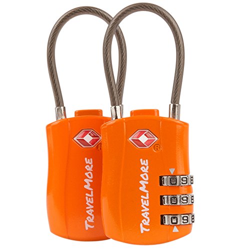 2 Pack TSA Approved Travel Combination Cable Luggage Locks for