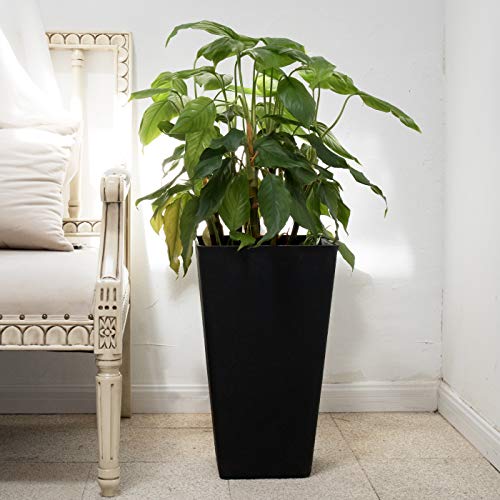 LA JOLIE MUSE 20 Inch Tall Black Planters, Rectangular Outdoor Planters