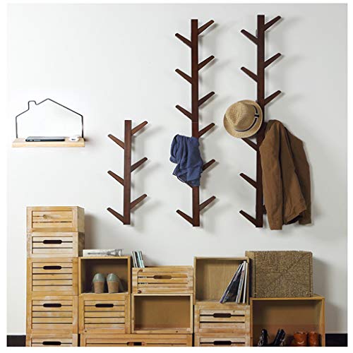 XGao Bamboo Tree Hangers with 6 Hooks Clothes Hanging Rack Towel Shelf Adhesive Or Drilling Storage Racks Hanger Rod Storage Organizer Wall Mount Easy Install Shelf for Bathroom Shower Coats (Brown) - Thumbnail 2
