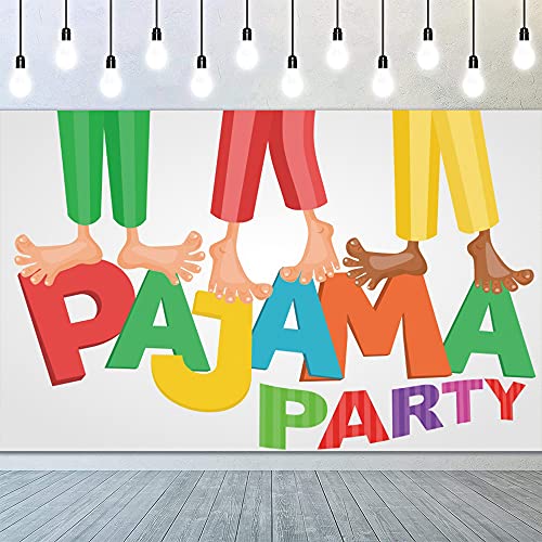 Photo 1 of YongFoto 7x5ft Pajama Party Backdrop Slumber Party Photography Background Children Sleepover Pillow Fight Birthday Party Interior Decor Kids Baby Infant Portrait Photo Shoot Studio Props Wallpaper
