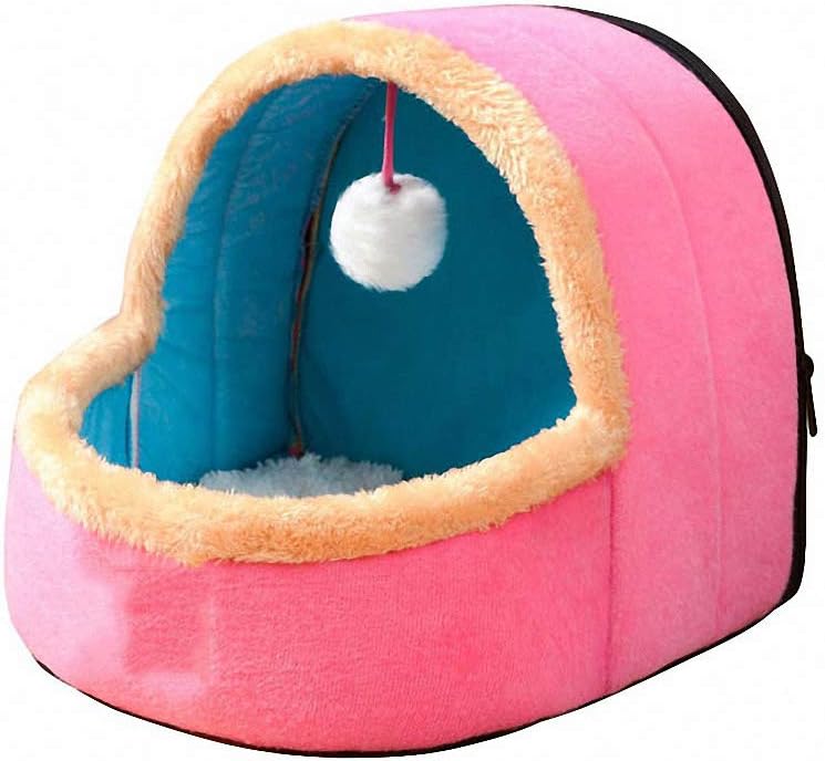 Hynsin Winter Yurt Shape Cattery Dog Bed Pet All Season Tent Cat Kennel Indoor Portable Travel Pets House Kennel Puppy Mat Pink S : Pet Supplies