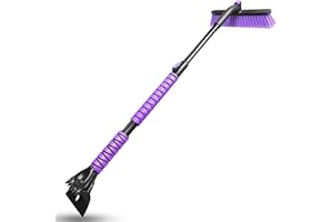 HEEYA 44 Inch Snow Brush for SUV, Ice Scraper for Car Windshield Window, Extendable Snow Scraper and Brush with Comfortable F