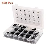 Auto Clips Fastener Rivets Assortment - 450 PCS Car Retainers Clips,18 Most Popular Sizes & Applications with Plastic Box (450)