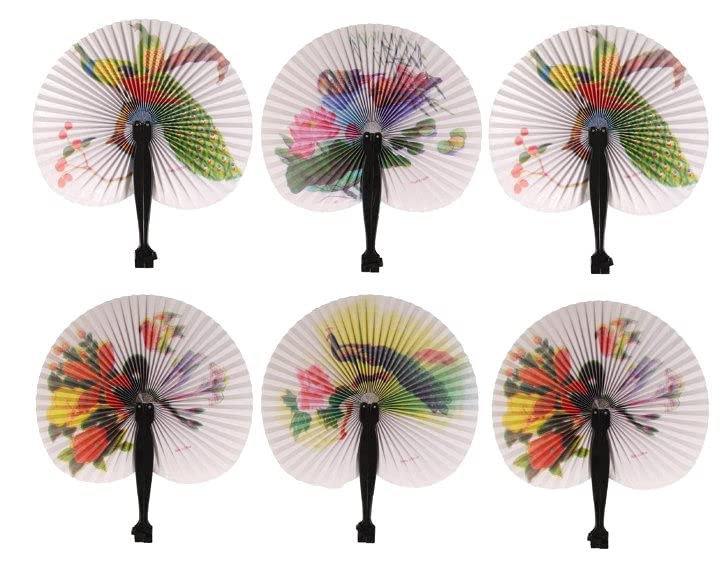Henbrandt 24 Folding Paper Fans - Pretty Chinese Designs - Girls Party Loot Bag Filler