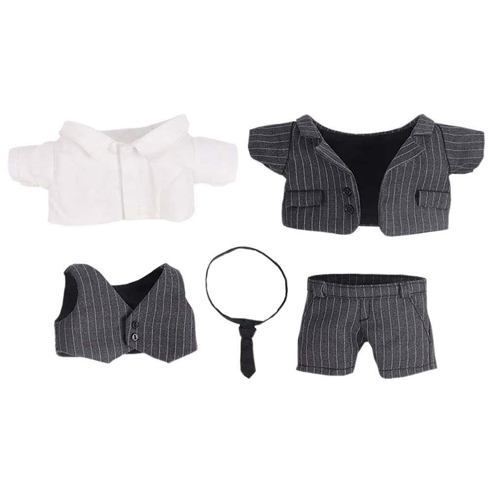 niannyyhouse 20cm Plush Doll Clothes Striped Suit Coat Shirt Vest Tie Pants Doll Dress up (20cm)