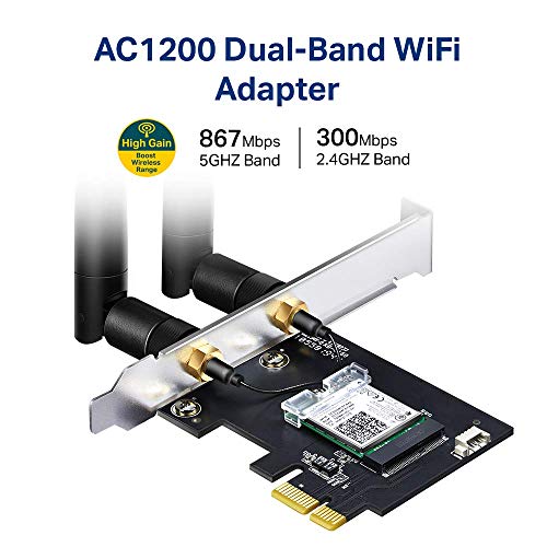 TPLink AC1200 PCIe WiFi Card For PC (Archer T5E) Bluetooth 4.2, Dual