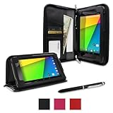 rooCASE Google Nexus 7 2013 FHD Case - (2nd Gen 2013 Model) Executive Portfolio Leather Cover - BLACK (With Auto Wake / Sleep Cover)